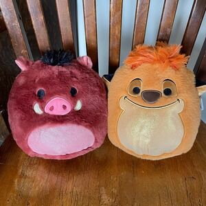 Disney LION KING 30th‎ Anniv TIMON PUMBAA Fuzz-A-Mallows Squishmallows SET OF 2